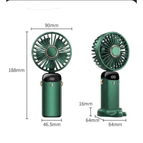 Generic Portable Rechargeable Handheld Mini Fan - 90° Adjustable with Led Display - image 2