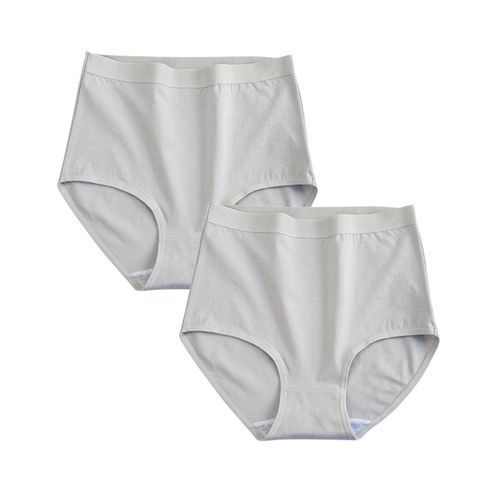 Fashion FallSweet 2 Pcs / Lot ! Cotton Underwear Women High Waist Panties  Comfortable Solid Color Underpants Plus Size M_XXXL(#graygray)