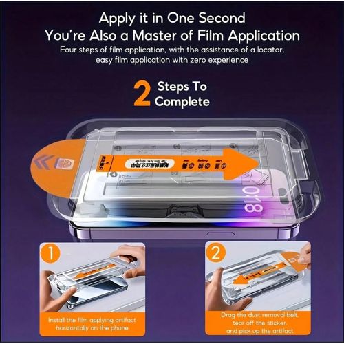 Generic 3pcs 9H Tempered Glass Screen Protector with One-Click Applicator for IPhone 12 to 17 Pro Max - image 2