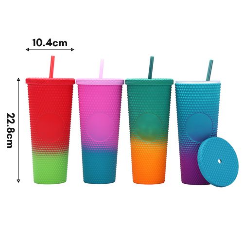 710ML24OZ Large Capacity Cup Fully Studded Matte Tumbler Reusable