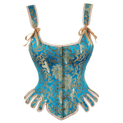 Fashion Corset Vintage Steel Bone Court Bone Corset-Blue