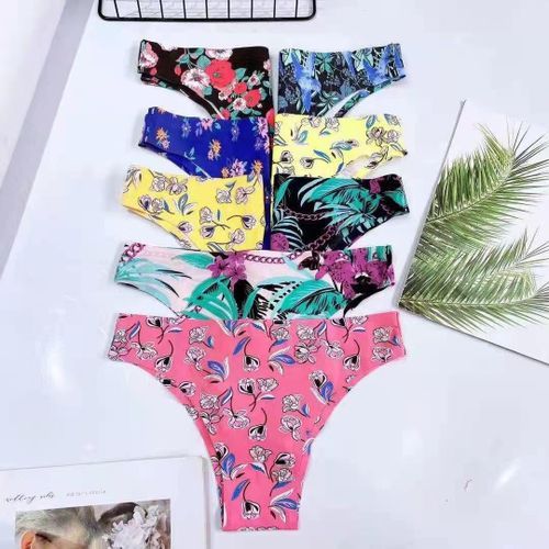 product_image_name-Fashion-Ladies Seamless Multi Cotton Pants 6pcs-1