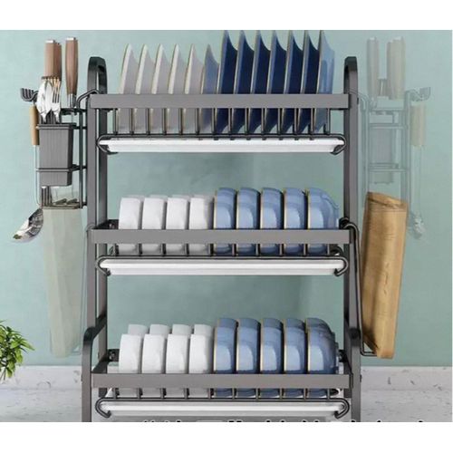 Generic METAL COATED DISH DRYING RACK - 3-TIER LARGE CAPACITY KITCHEN ORGANIZER