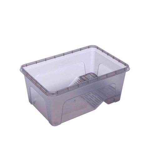 Generic Transparent Plastic Reptile Insect Breeding Feeding Box Tub Turtle  Tank Platform # L Large Black