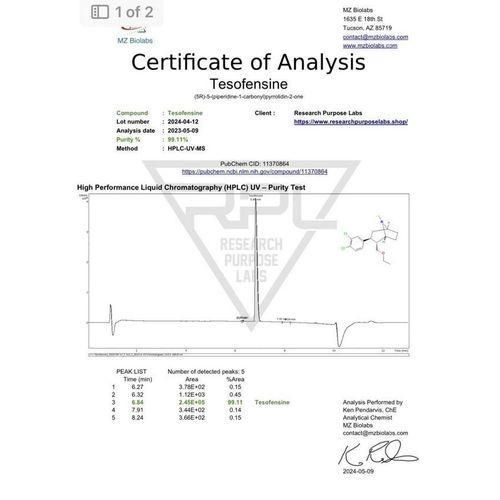 Rpl TESOFENSINE 250MCG RESEARCH PEPTIDE (60 CAP) - image 2