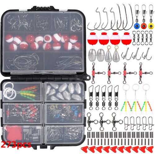 Generic 273pcs Fishing Accessories Kit Including Swivel Snap Hooks Sinker  Slides Fishing Tackle Box