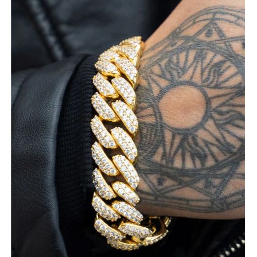 Buy KRKC&CO Men's Gold Bracelet, 18K Gold Plated Iced Out 5A CZ Stones  Clasp, 12mm/18mm Cuban Link Bracelet for Men Women Curb Cuban Bracelet  Durable Urban Hip Hop Bracelet for Men Online