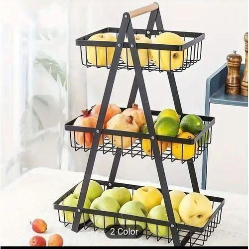 Generic 3 Tier Kitchen Fruit And Vegetable Layer Basket - Black