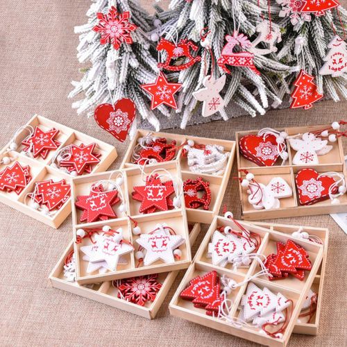 Wsbdenlk Clearance Sale Flower Basket Creative Pendant Household Christmas Tree Decorations Wooden Wooden Pendant 8cm Christmas Tree Decorations, Size