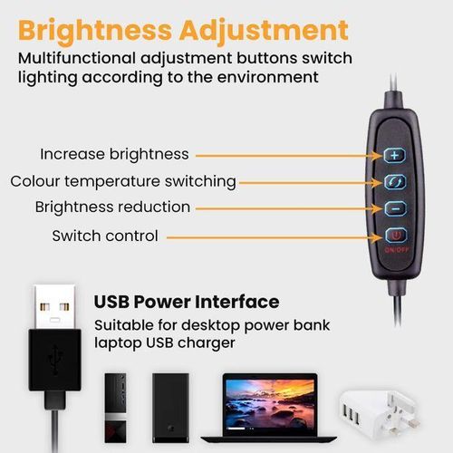 Generic Dual Phone Holder Desktop Stand with 6-Inch LED Ring Light - Adjustable Brightness & Live Streaming Phone Stand.. - image 2