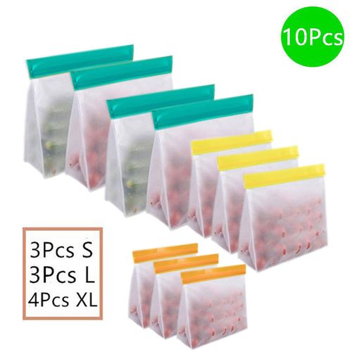 10pcs Reusable Fresh Zipper Bag For Food Plastic Bags Fruit