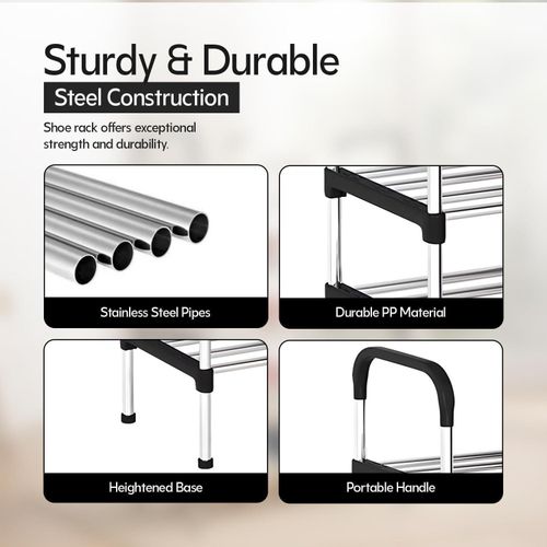 White Label 8 Tier Shoe Rack - Silver/Black - image 2