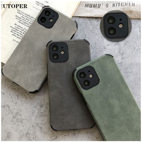 Generic Leather Case On For IPhone 11 12 Pro Max Mini XR XS Max X 8 7 Plus  13 Pro Max Soft Silicone Shockproof Back Cover(#Dark Green Color)