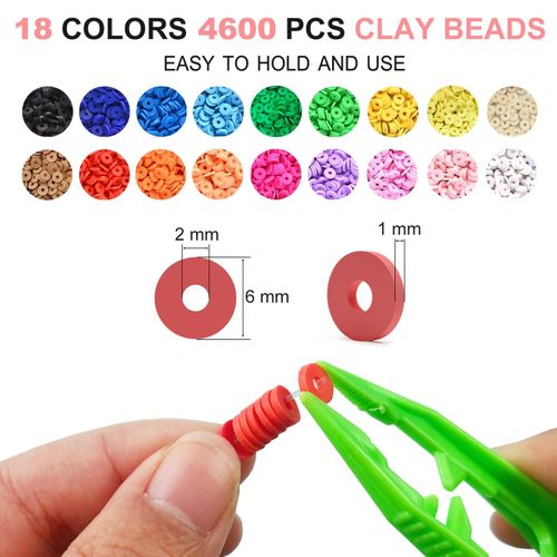 Redtwo 5100 Clay Beads Bracelet Making Kit, Flat Preppy Beads for Friendship