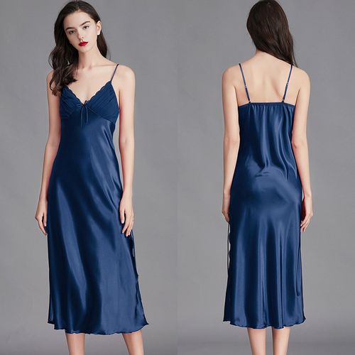 Fashion Nightgowns For Women Long Sleeveless Night Gowns Satin Silk Chemise  Slip Dress
