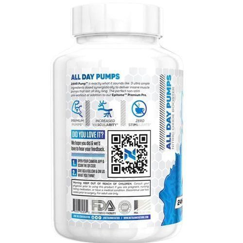 product_image_name-Nutra Innovations-Nitric Oxide Booster 24 Hour Pump 180 Caps 1-Laurolyl-Glycerol, L-Norvaline-3