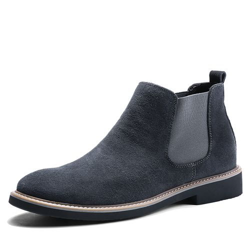 Fashion Men Chelsea Boots Pointed Leather Business Dress Soft Blue ...