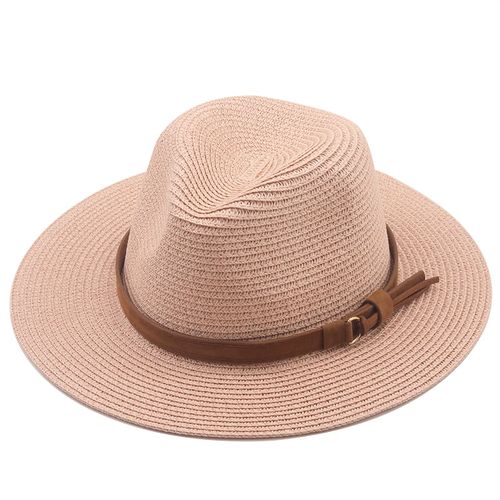 Women Straw Panama Hat Travel Fedora Beach Sun Hat Summer Wide Brim Straw  Roll u