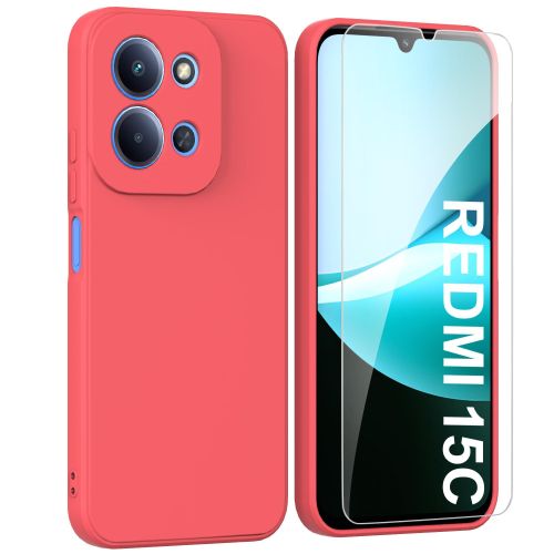 Generic Xiaomi Redmi 15c Silicone Black Protective Case...Red