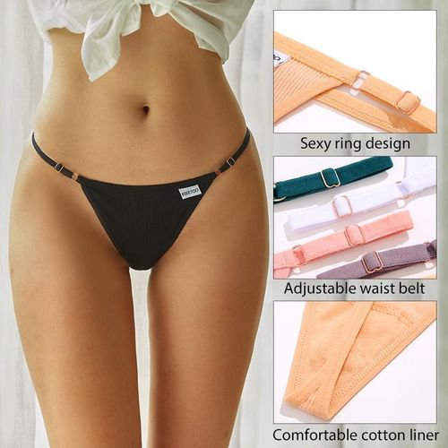 Fashion CuteByte 3 Pcs/Set Women Cotton Thongs Low-Rise Bikini Panty Sexy T-Back  Underwear Solid Color G-String Female Thong S-Xl