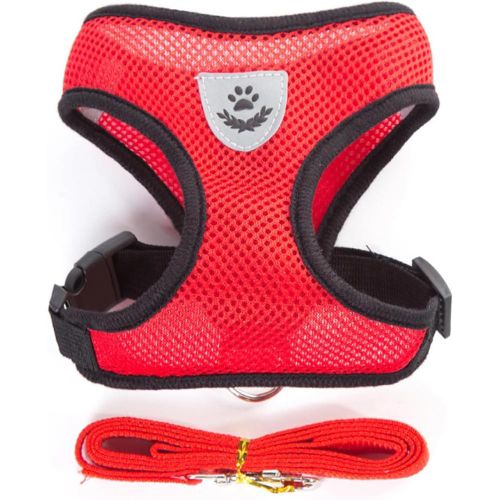 product_image_name-Generic-Summer cat Chest Harness and Leash, Anti-Escape Adjustable Soft mesh cat Leash and Chest Harness Set for All Types of Cats cat Vests (Size S,Red)-6