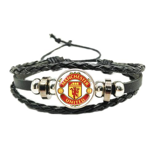 product_image_name-Generic-Manchester United Football Club Logo Stone Braided Adjustable Leather Bracelet-1