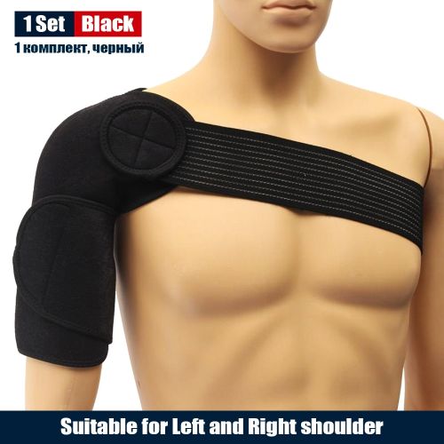 Generic Detachable Shoulder Brace Compression Support For Torn Rotator Cuff  AC Joint Pain Relief Tendonitis Orthosis Dislocated Sholder-Black-1 Set