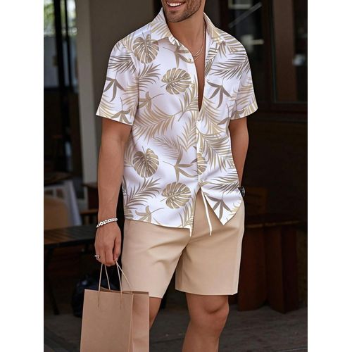 product_image_name-Dou-color-Men's 2-in-1 Hawaiian style casual shirt shorts - white brown-1