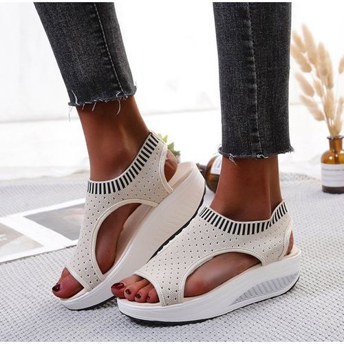 Fashion Women's Sandals Wedges Footwear Summer Platform Sandals Women Shoes  Female Slip On Peep Toe Knitted Ladies Sneakers Casual 2022