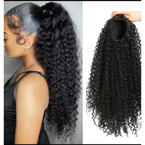 Clo Full Curly Short Hair Pony For Ladies - Black Long