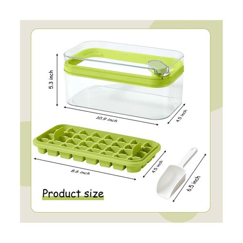 Ice Cube Tray with Lid and Bin, 2 Pack for Freezer, 64 Pcs Ice Cube Mold  (White)