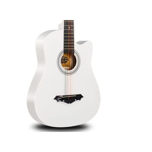 Generic Acoustic Box Guitar With Bag And Strap - White
