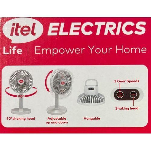 itel 3600mAh Cool hurricane rechargeable rotating fan - 3 Gear speed + adjustable Neck - image 2