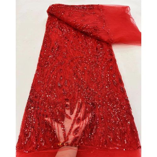 Fashion Quality Hand Beaded Net Lace Material (5YARDS)