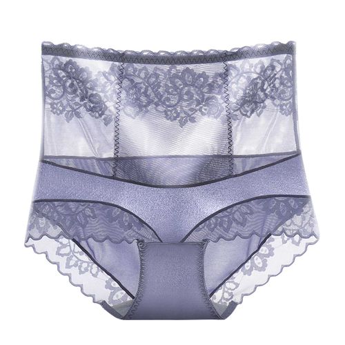 Fashion (C)High Waist Lace Panties Sheer Mesh Underwear For Women Soild  Briefs Underpanties High Quality Women's Panties Белье Женское DOU