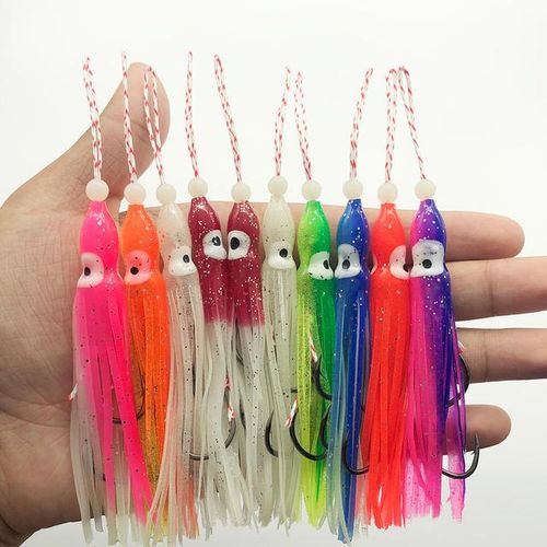 Generic 5pcs Jig Assist Hook 90mm Luminous Ocus Slow Soft Skirted