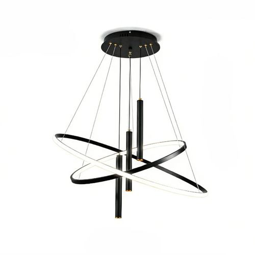 Generic Modern Black LED Orbital Ring Chandelier with Cylindrical Spotlights - image 2