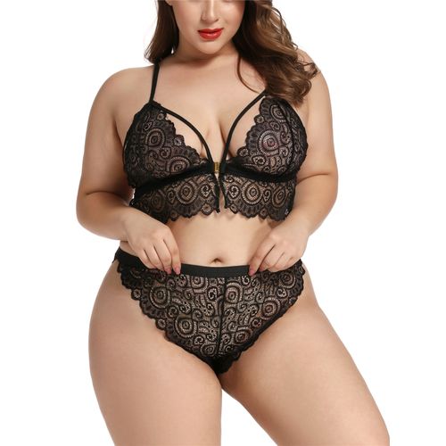 2 Pieces Lace Bras For Women Transparent Sexy Lingerie Plus Size