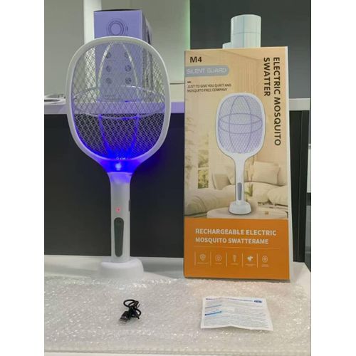 Generic M4 Silent Guard Rechargeable Electric Mosquito Swatter – LED Light, USB Charging, Portable Pest Control