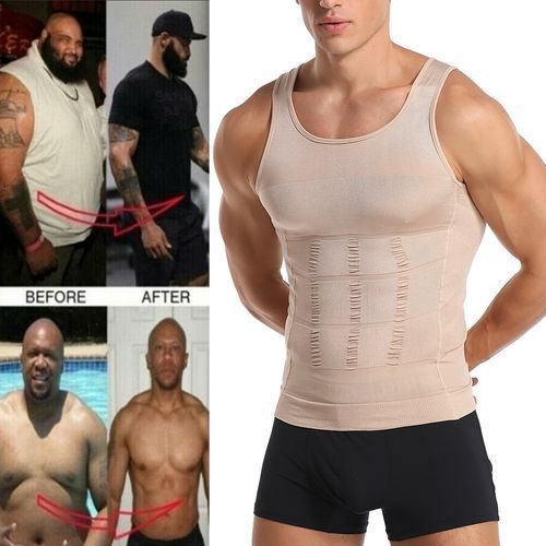 Men's Slimming Body Shaper Undershirt Vest Shirt Abs Abdomen
