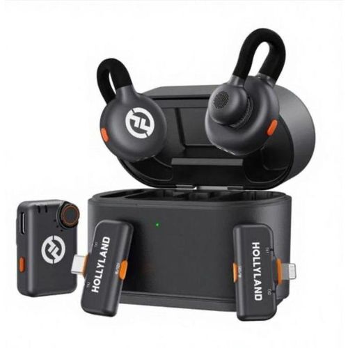 Hollyland Larkk M2 Wireless Mic Ultimate Combo for iPhone/Android/PC 300m Range, ANC Microphone 35H Use, YouTube, Vlog (2TX + 1RX + Charging Case)