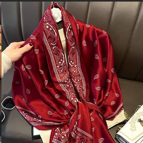 Silk Satin Scarf For Women Fashionable Shawl Vintage Silk Scarf In