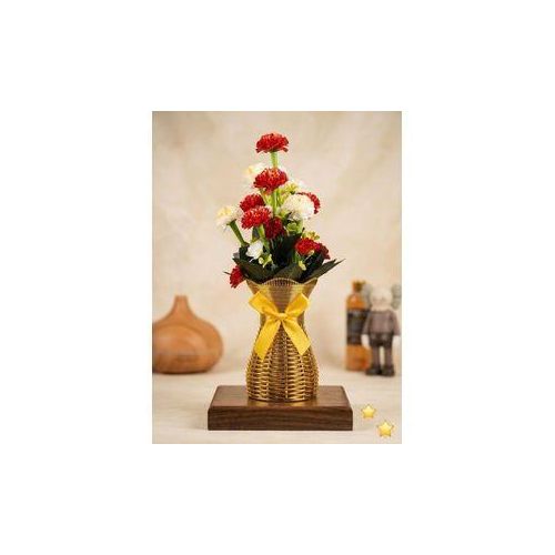 Generic Beautiful Artificial Flower Bouquet with Textured Golden Vase