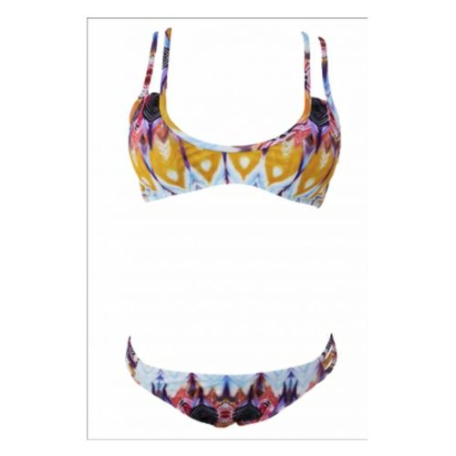 product_image_name-Fashion-Mfed Multi Feather Print Strappy Sexy Two Piece Swimsuit-1
