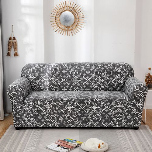 Stylish & Unique Design Stretchable Sofa Cover With Skirt 3 Seater Grey  Color