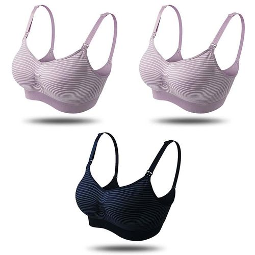 Fashion 3 PCs Nursing Bra For Pregnant Women Stripe Maternity Bras