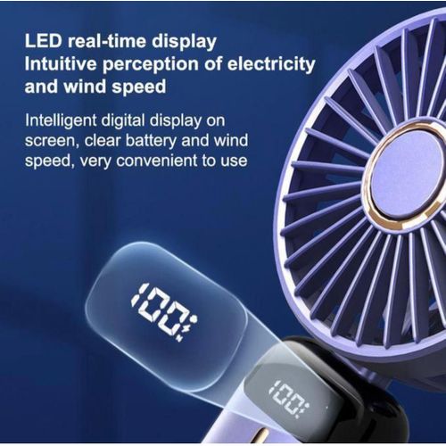 Generic Portable Rechargeable Handheld Mini Fan - 90° Adjustable with Led Display - image 4