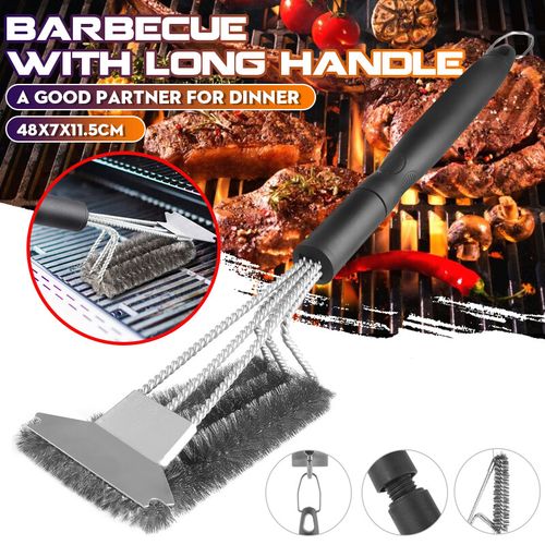 Stainless Steel BBQ Brush Three-head Oven Grill Cleaning tool