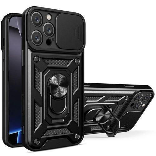 Generic Pouch IPhone 16 Pro Max, Rugged Armor Protection Case With Slide Camera Cover & Ring Holder Stand