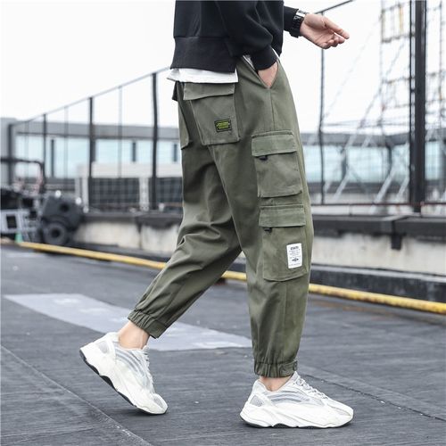 Fashion New Men's Side Pockets Cargo Pants 2021 Black Hip Hop